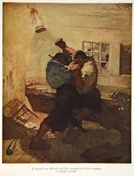 Den viste mig hænder og hans kammerat, låst sammen i dødbringende brydning, en illustration fra 